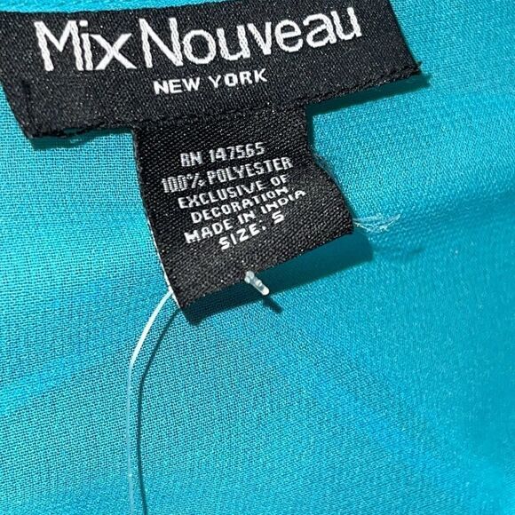 Mix nouveau Tunic Womens size Small chiffon Beaded Boho sequins Aruba Blue New - Picture 8 of 9